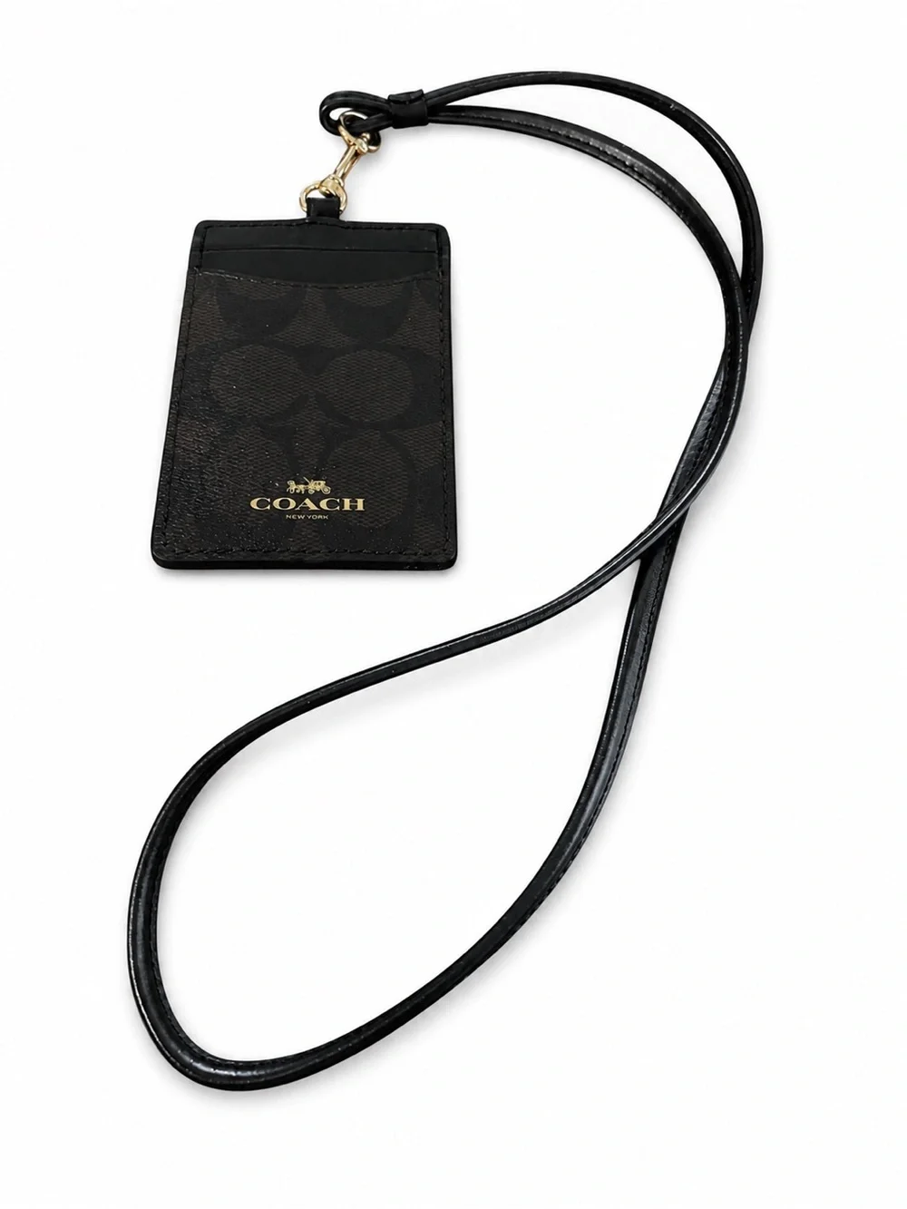 Coach Black /Brown Signature ID Badge Holder Lanyard - Picture 2 of 2
